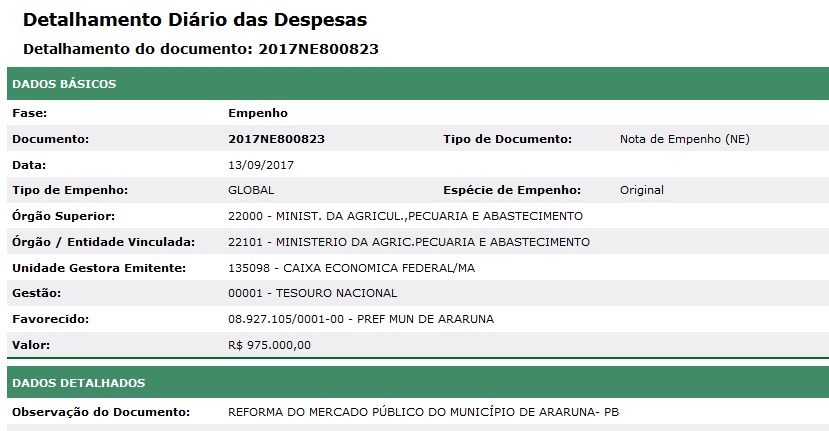 empenho reforma mercado