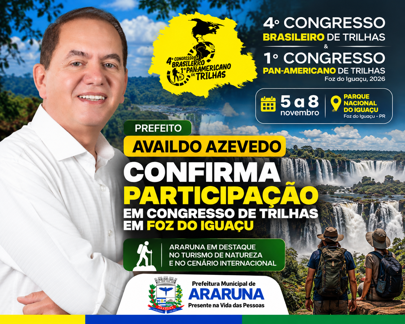 Prefeito de Araruna confirma presença do 4º Congresso Brasileiro de Trilhas e 1º Congresso Pan-Americano de Trilhas no Paraná