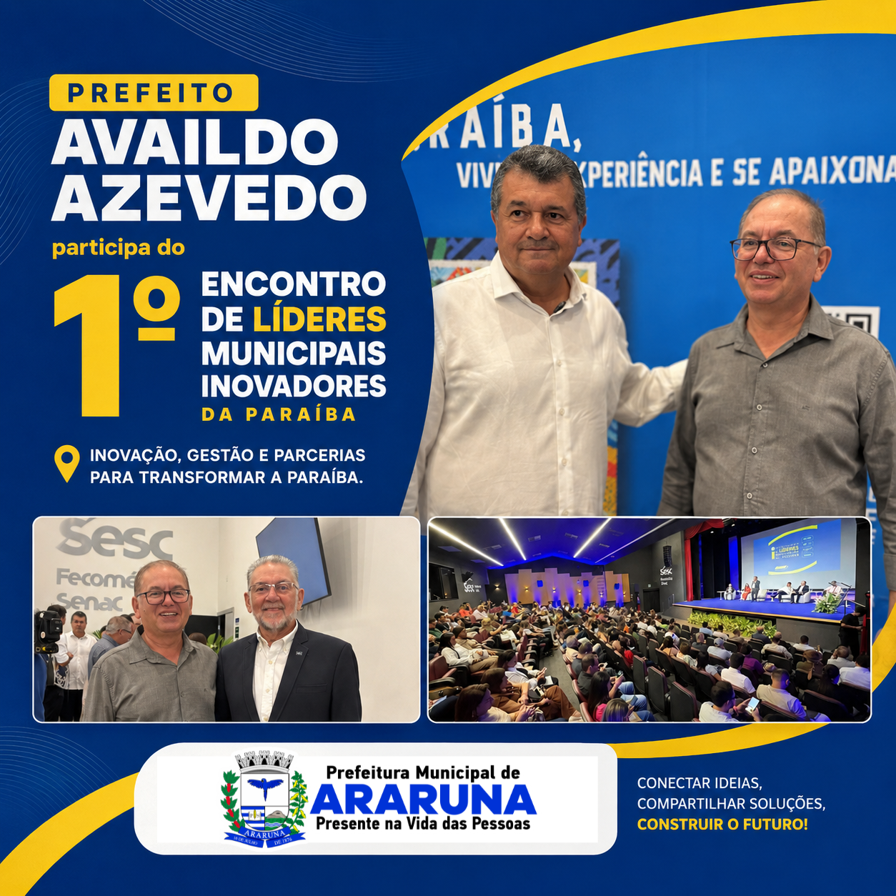 Prefeito Availdo Azevedo participa do 1º Encontro de Líderes Municipais Inovadores da Paraíba